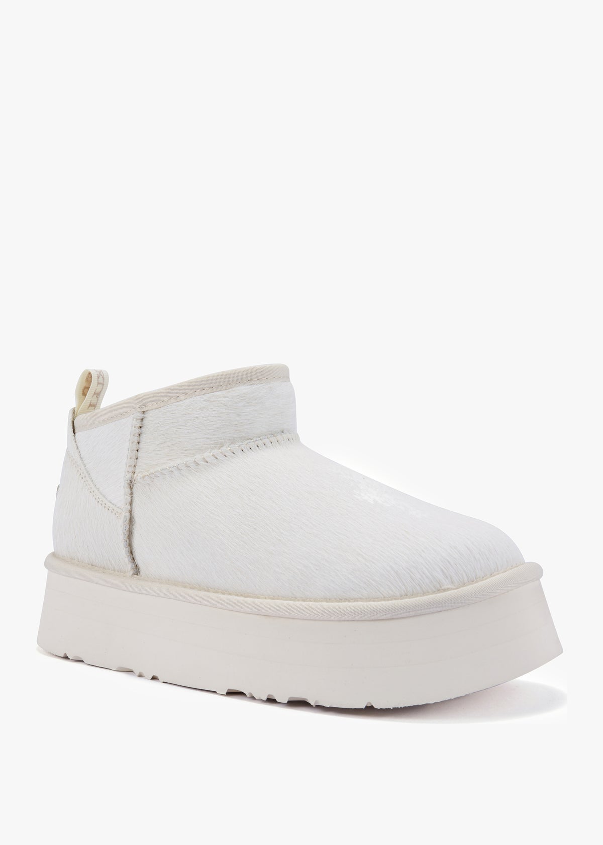 Cosy Off White Pony Hair Platform Ankle Boots
