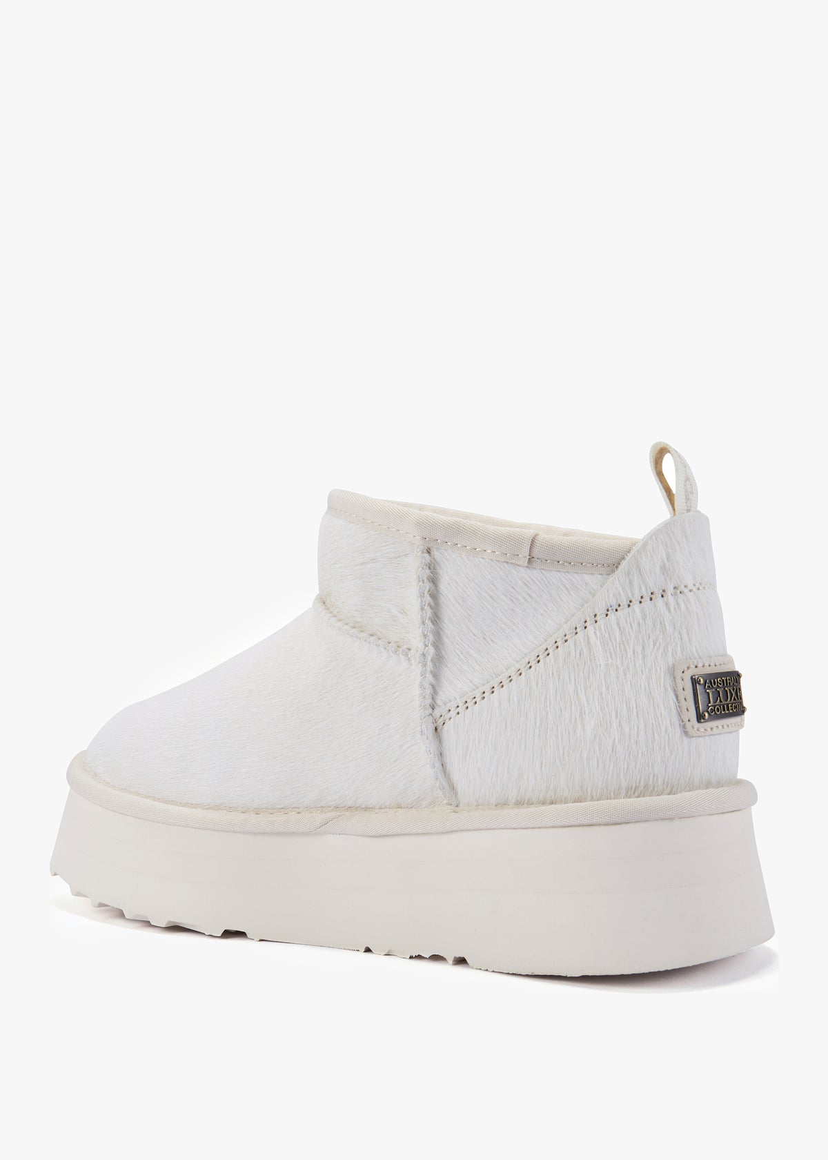 Cosy Off White Pony Hair Platform Ankle Boots
