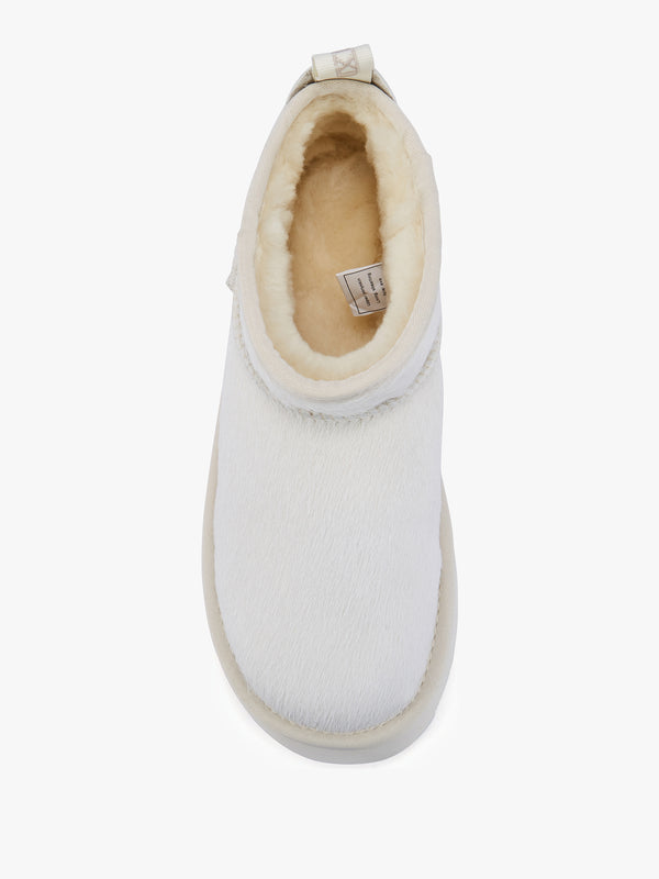 Cosy Off White Pony Hair Platform Ankle Boots