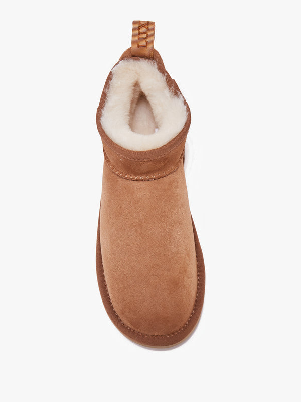 Cosy Ultra Short Tan Double Face Sheepskin Ankle Boots