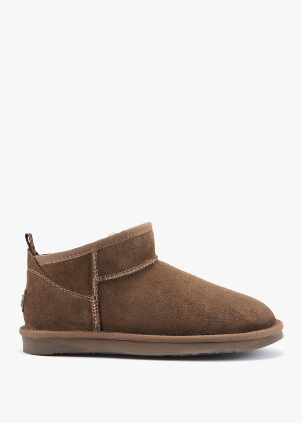 Australia Luxe Cosy Ultra Short Taupe Double Face Sheepskin Ankle Boots