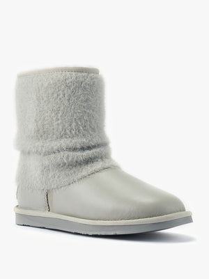 Fame Short Grey Knitted Cuff Ankle Boots