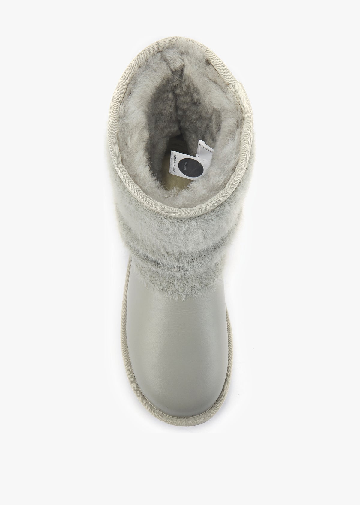 Fame Grey Knitted Cuff Sheepskin Ankle Boots