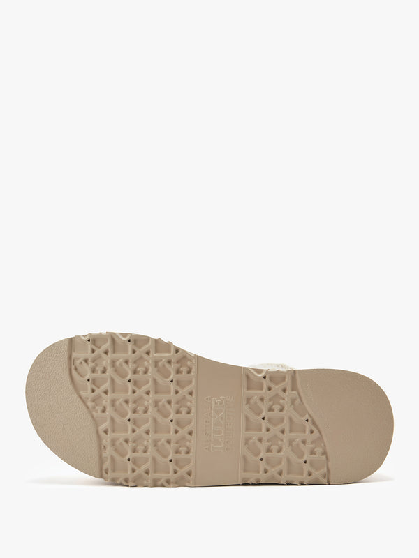 Fame Cream Suede Knitted Cuff Ankle Boots