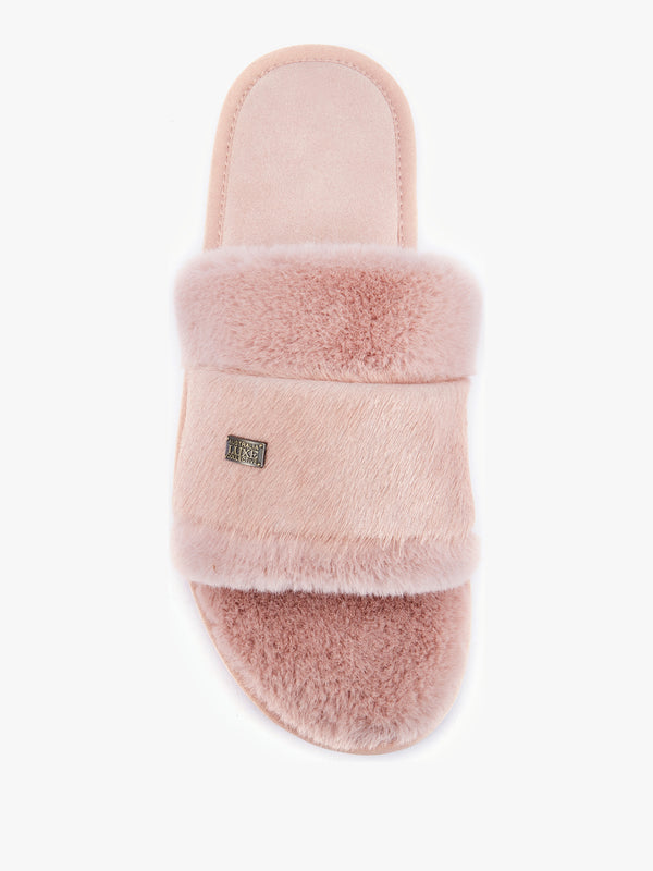 Muchas Lite Pink Faux Fur Slippers