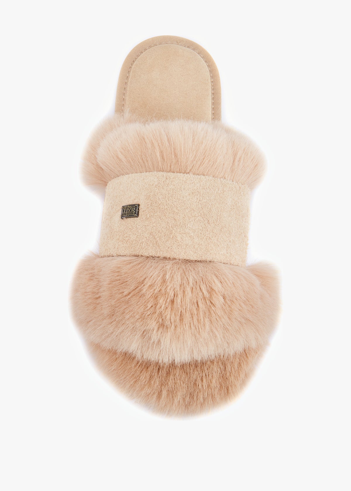 Muchas Luxe Beige Faux Fur Slippers