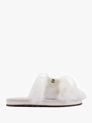 Muchas Luxe Cream Faux Fur Slippers
