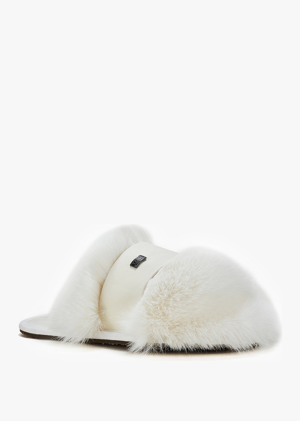 Muchas Luxe White Faux Fur Slippers