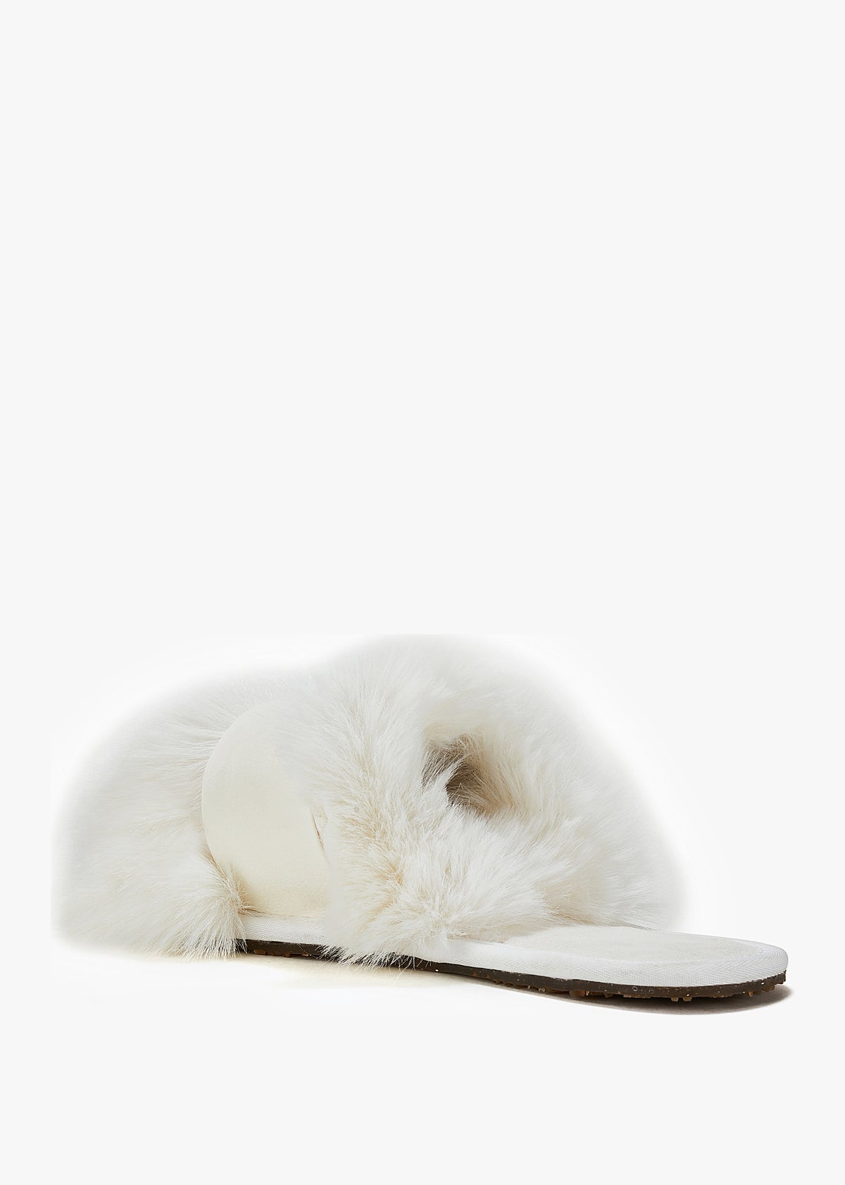 Muchas Luxe White Faux Fur Slippers