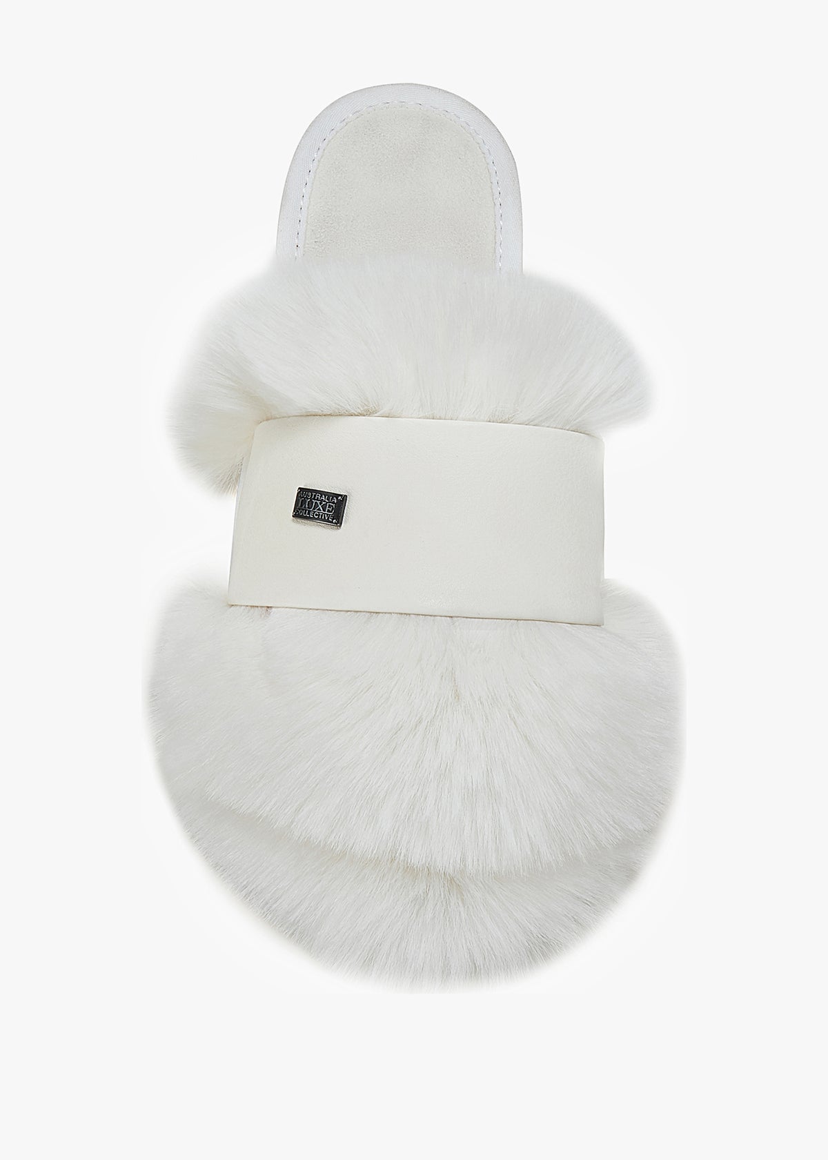 Muchas Luxe White Faux Fur Slippers