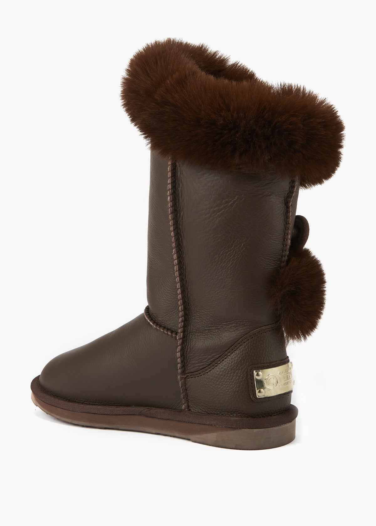 Nordic Short Brown Leather Mid Calf Boots