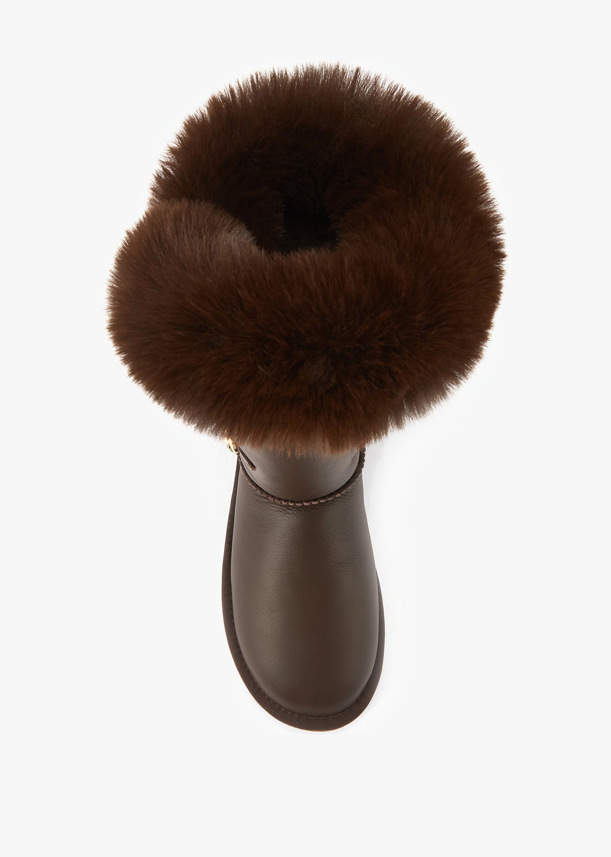 Nordic Short Brown Leather Mid Calf Boots