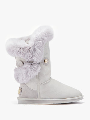 Nordic Grey Suede Faux Fur Trim Boots