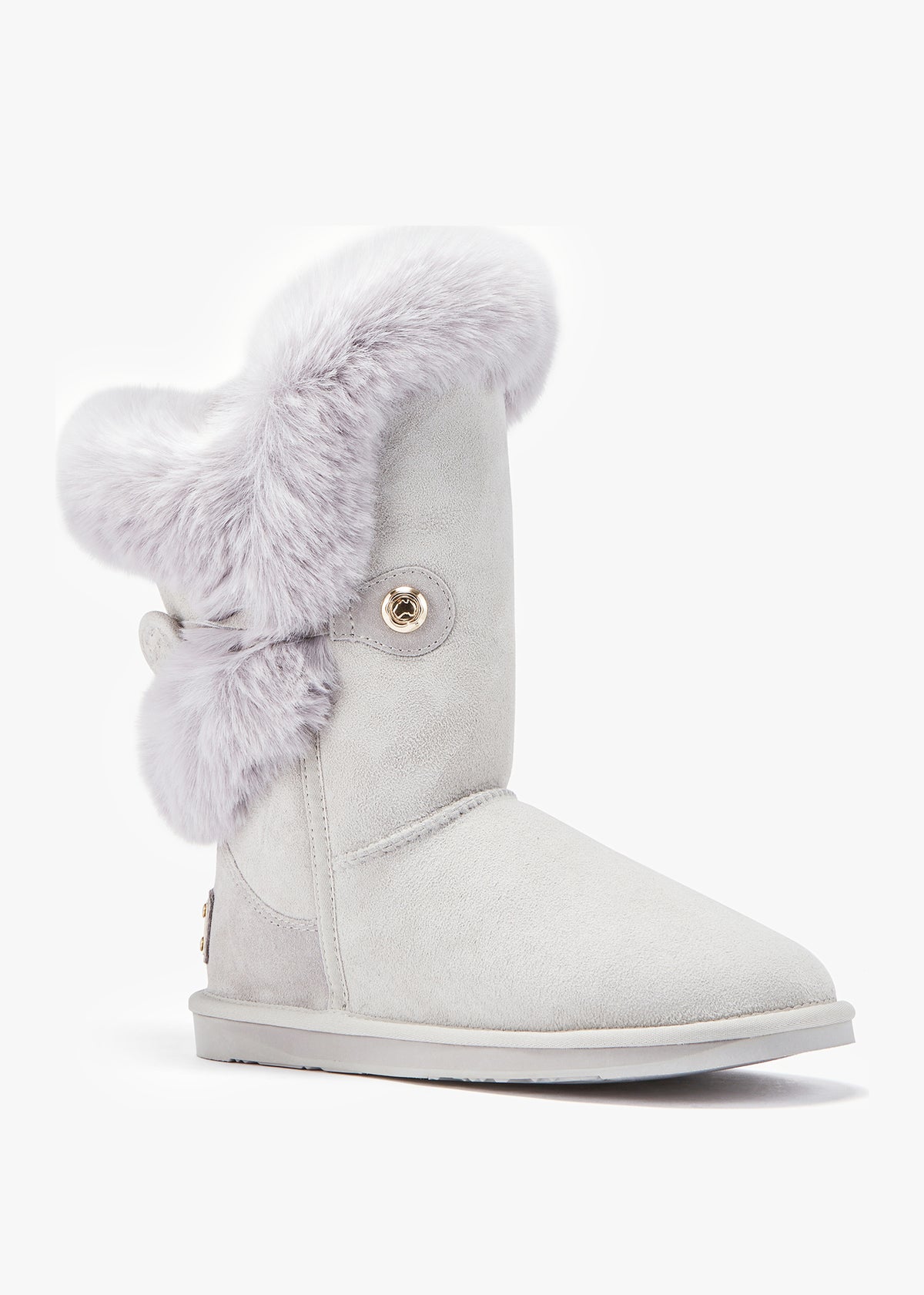 Nordic Grey Suede Faux Fur Trim Boots
