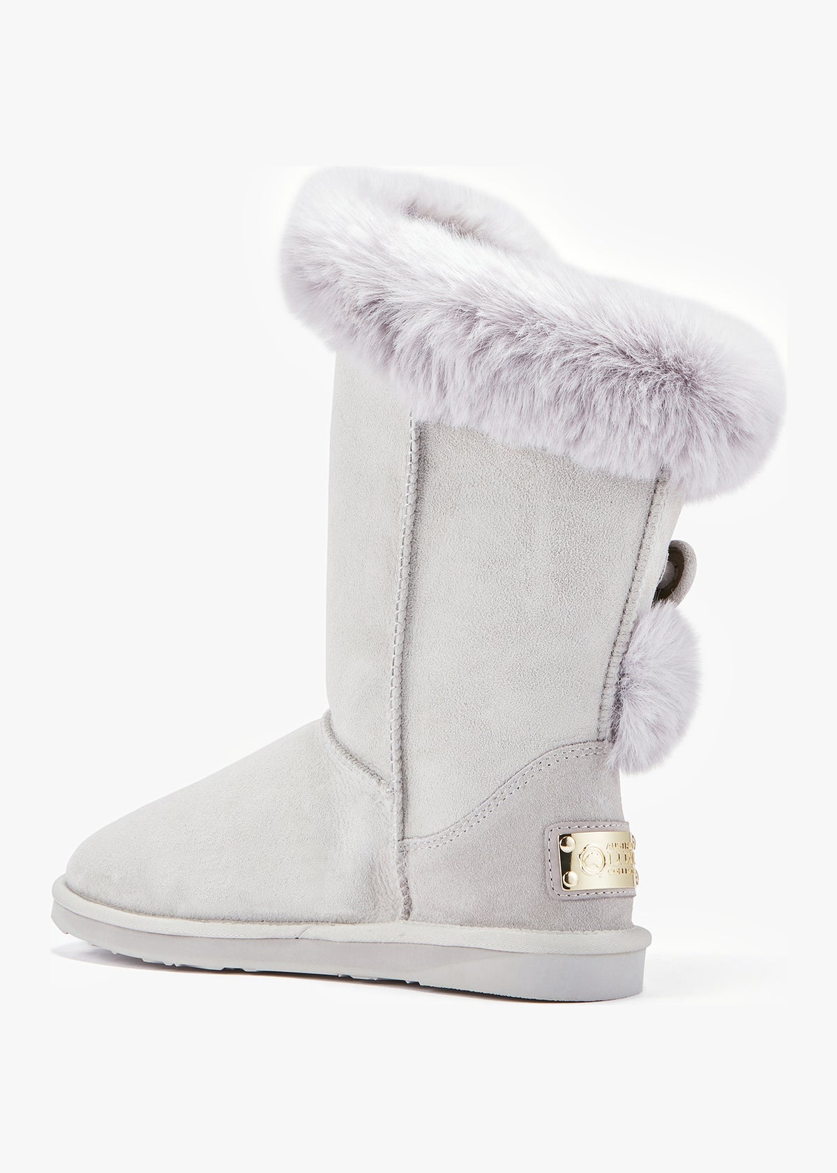 Nordic Grey Suede Faux Fur Trim Boots