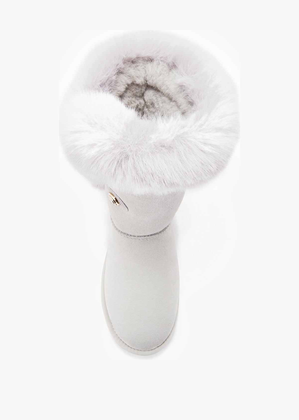 Nordic Grey Suede Faux Fur Trim Boots