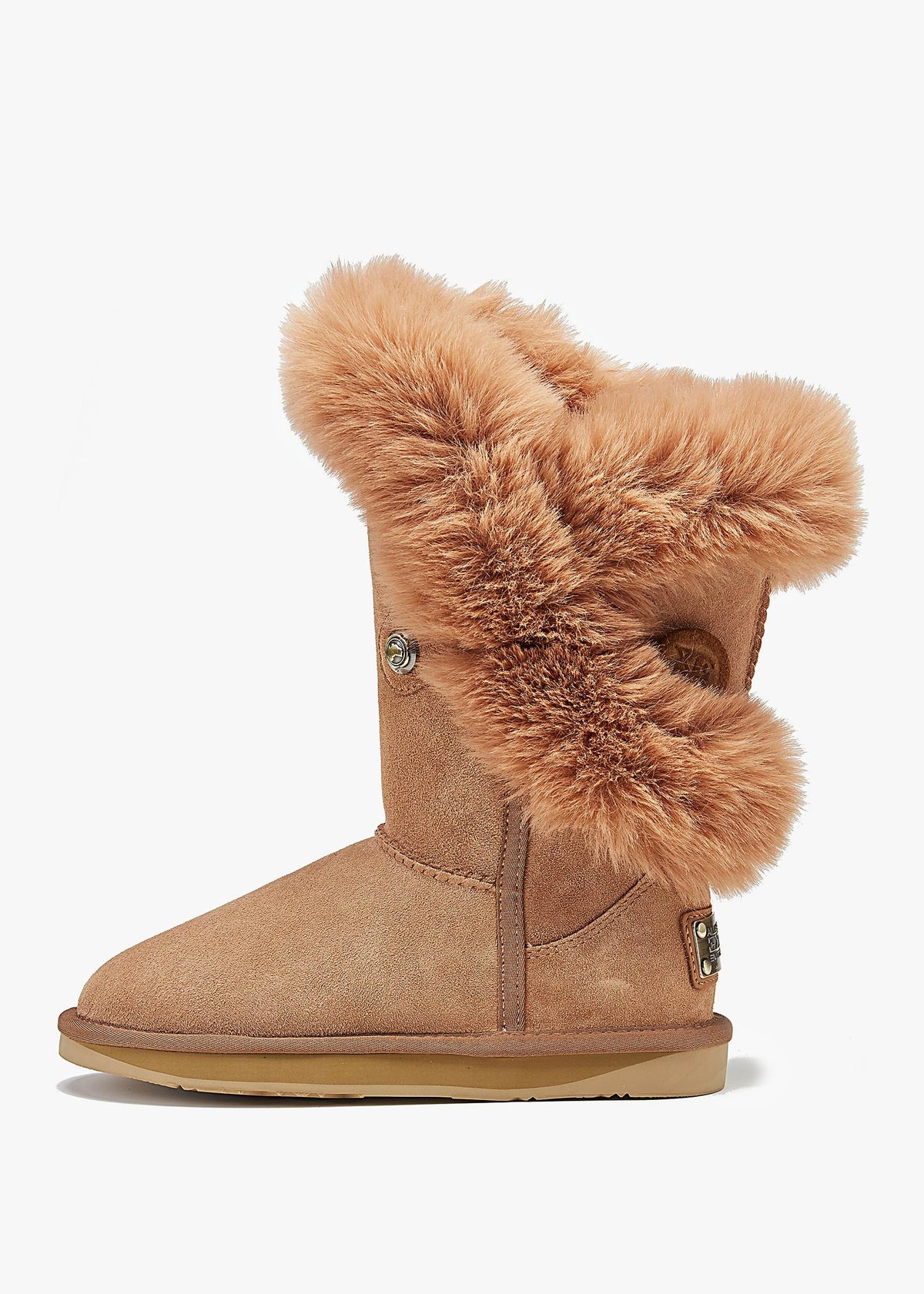 Nordic Tan Suede Faux Fur Trim Boots