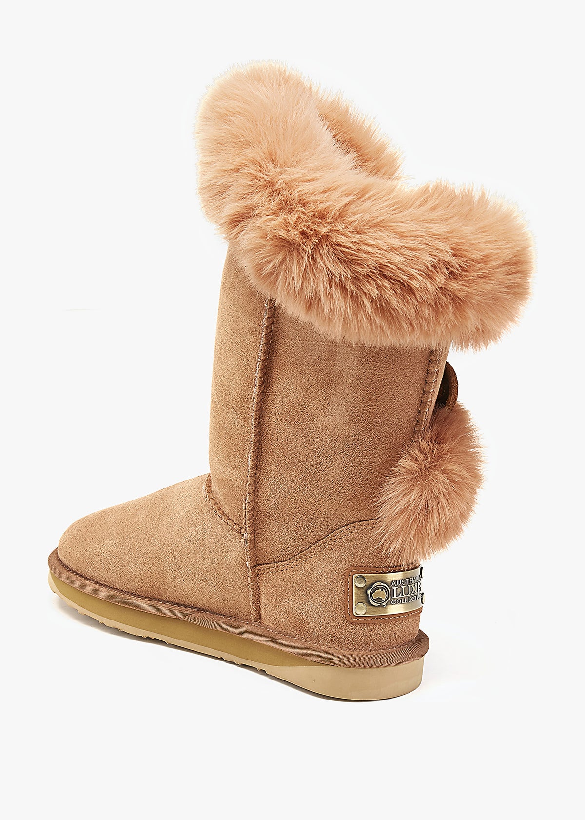 Nordic Tan Suede Faux Fur Trim Boots