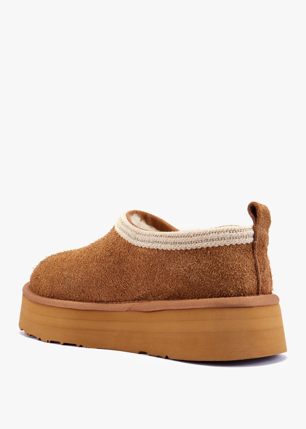 Outback Trim Tan Suede Platform Slippers