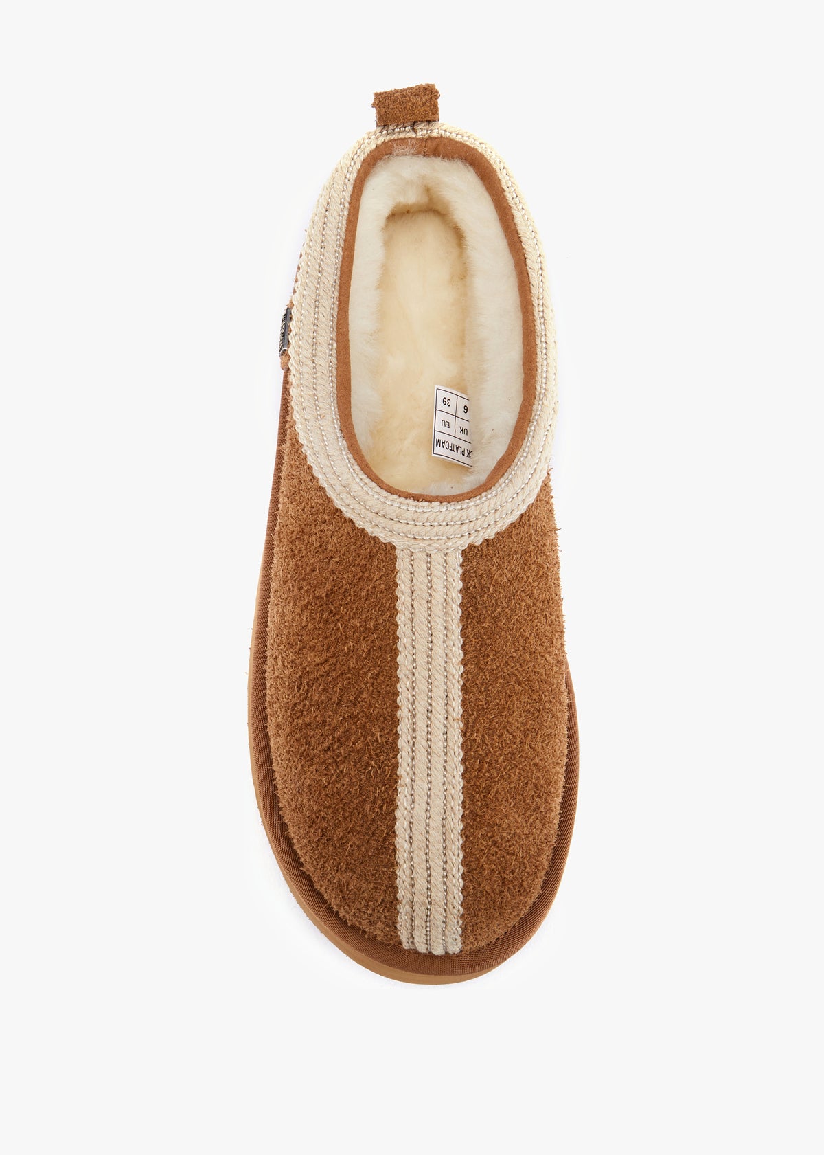 Outback Trim Tan Suede Platform Slippers