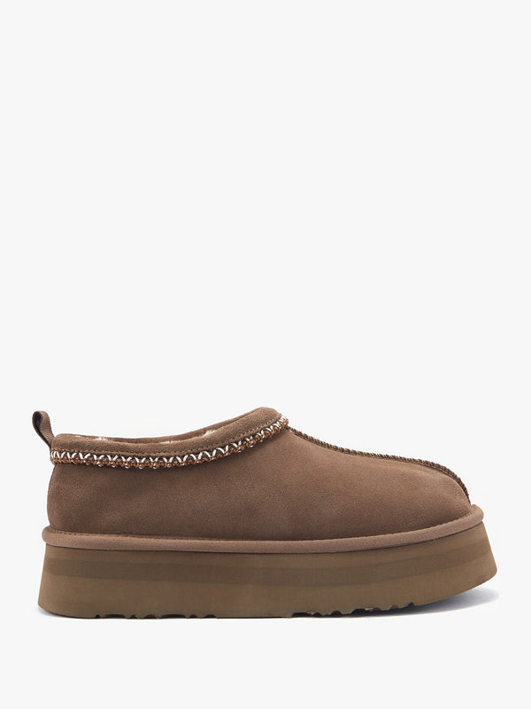 Outback Braid Brown Suede Platform Slippers