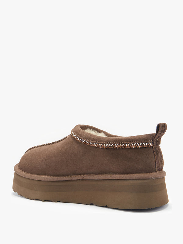 Outback Braid Brown Suede Platform Slippers