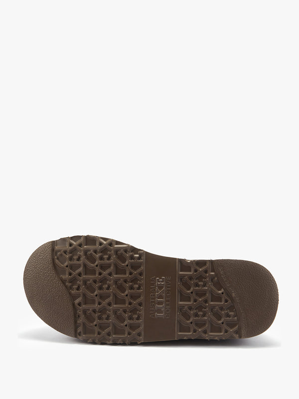 Outback Braid Brown Suede Platform Slippers