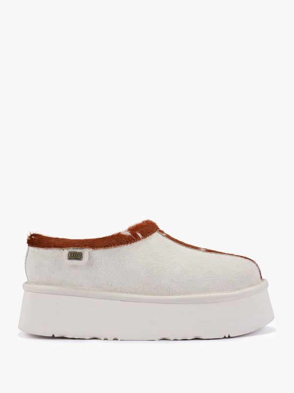 Outback Cream Suede Platform Slippers