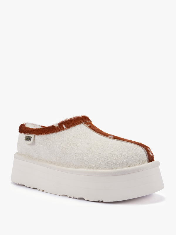 Outback Cream Suede Platform Slippers