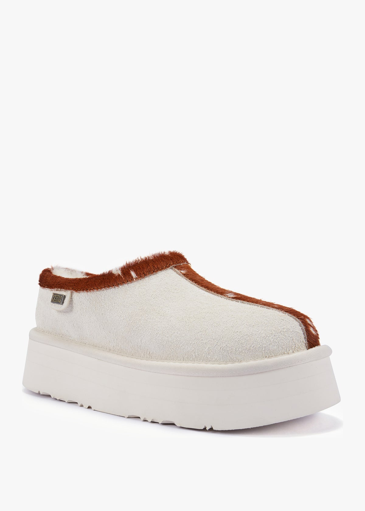 Outback Cream Suede Platform Slippers