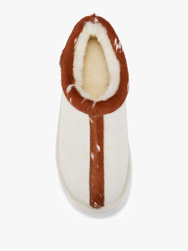 Outback Cream Suede Platform Slippers