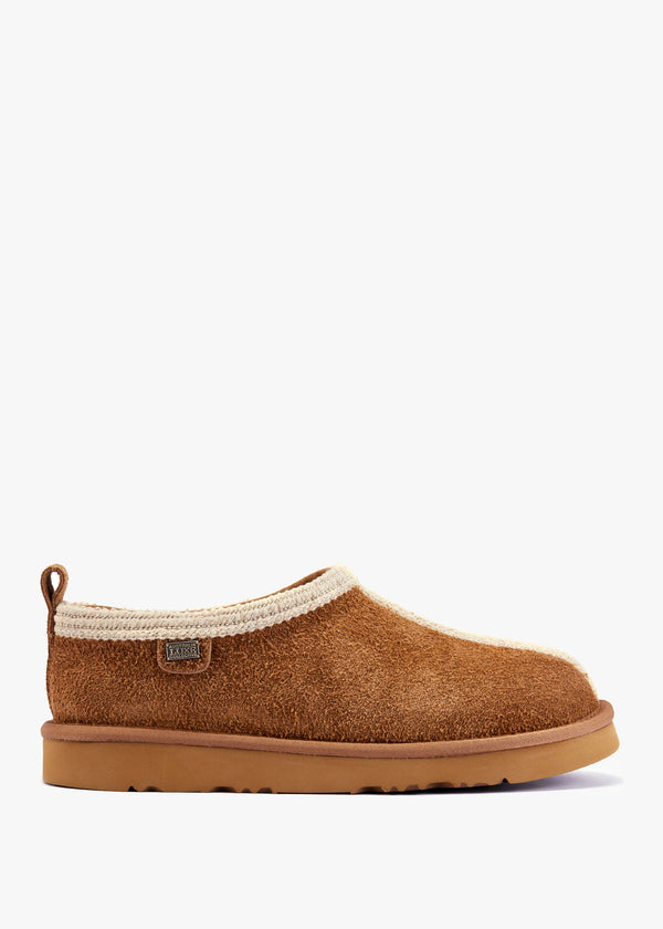 Outback Trim Tan Suede Slippers