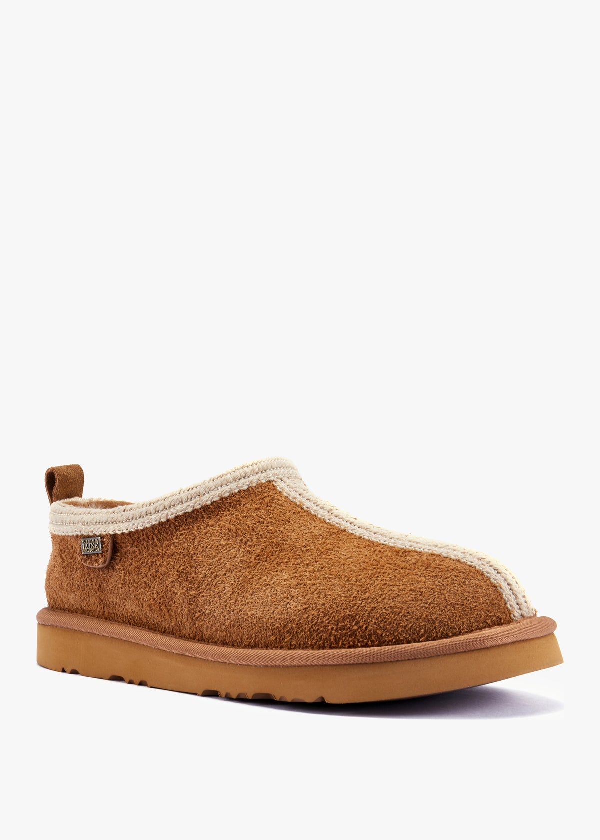 Outback Trim Tan Suede Slippers