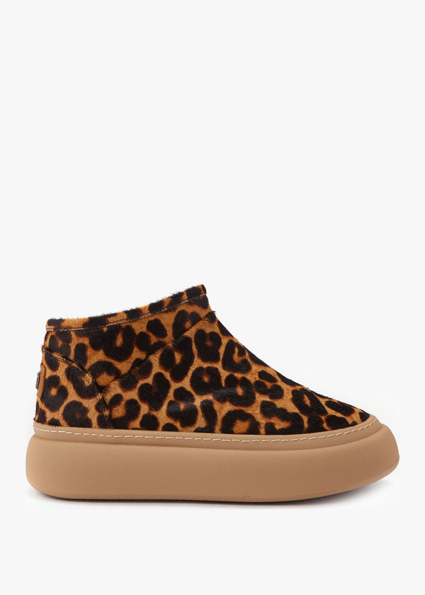 Piscis Leopard Pony Hair Sheep Skin Ankle Boots