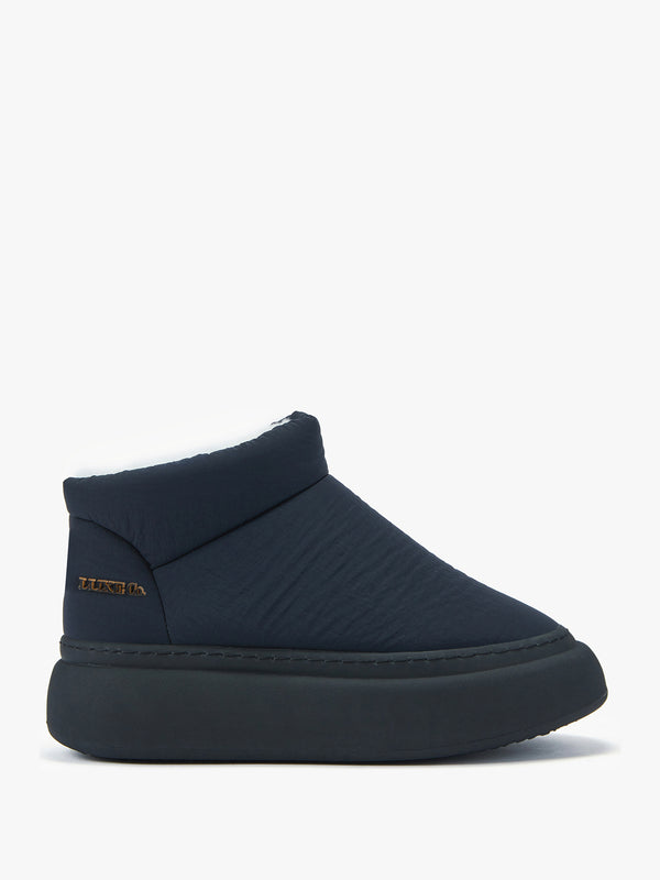 Piscis Navy Quilted Sheepskin Ankle Boots