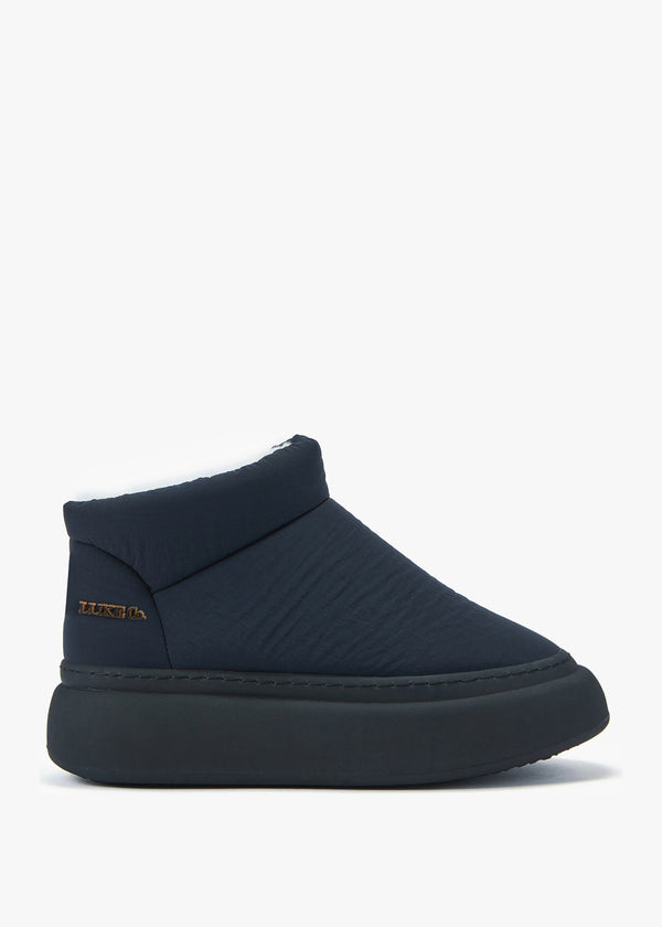 Piscis Navy Quilted Sheepskin Ankle Boots
