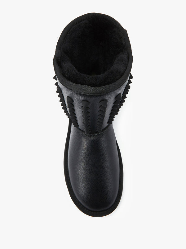 Pistol Black Leather Studded Sheepskin Boots