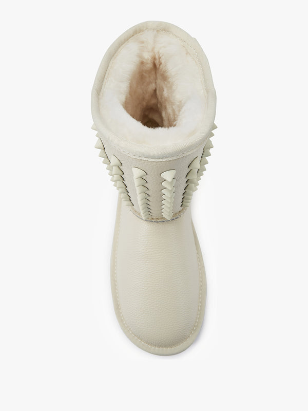 Pistol White Leather Studded Sheepskin Boots