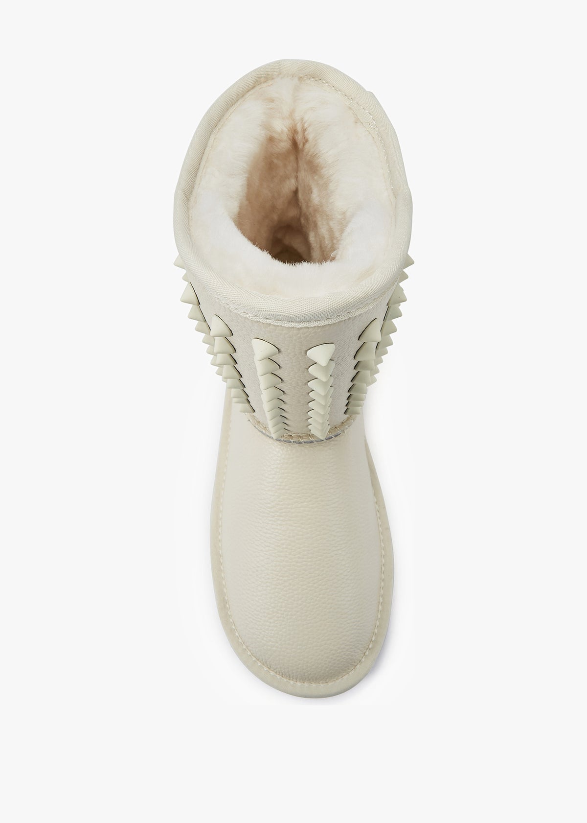 Pistol White Leather Studded Sheepskin Boots
