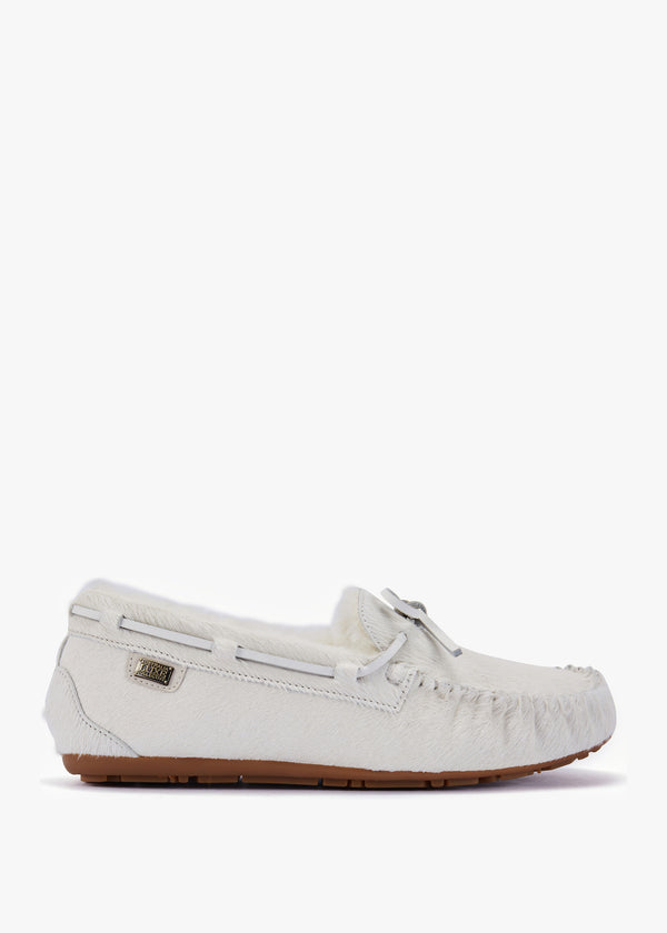 Prost Cream Pony Hair Moccasin Slippers
