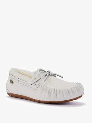 Prost Cream Pony Hair Moccasin Slippers