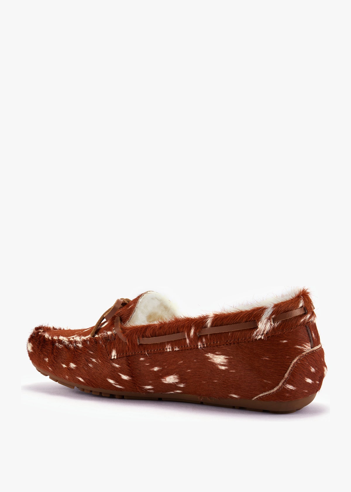 Prost Tan Bambi Pony Hair Moccasin Slippers