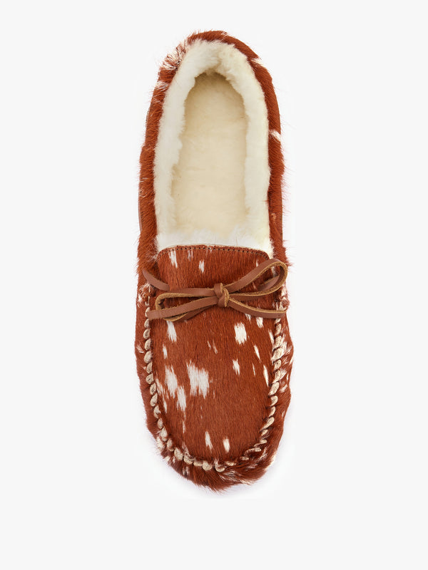 Prost Tan Bambi Pony Hair Moccasin Slippers