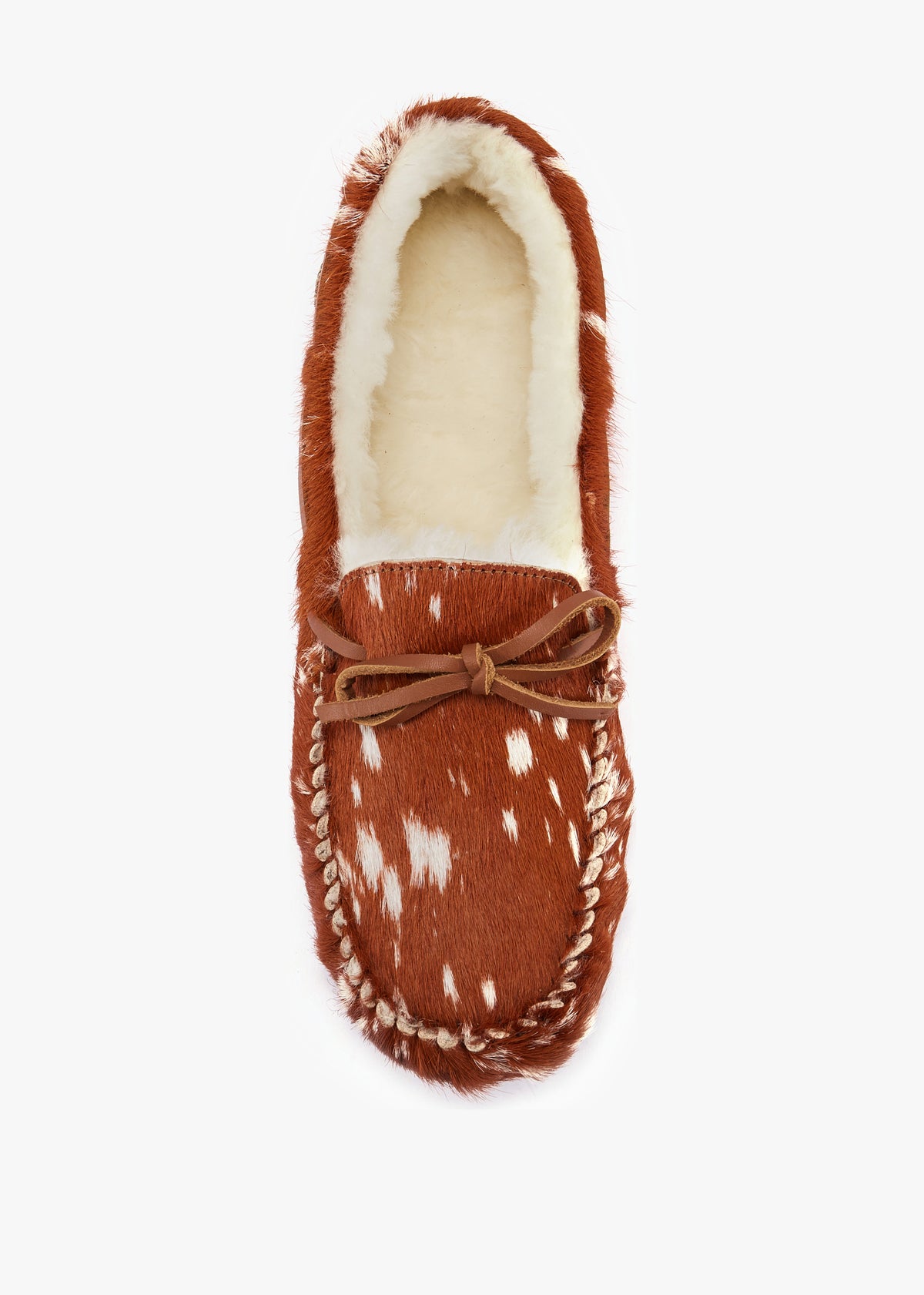 Prost Tan Bambi Pony Hair Moccasin Slippers