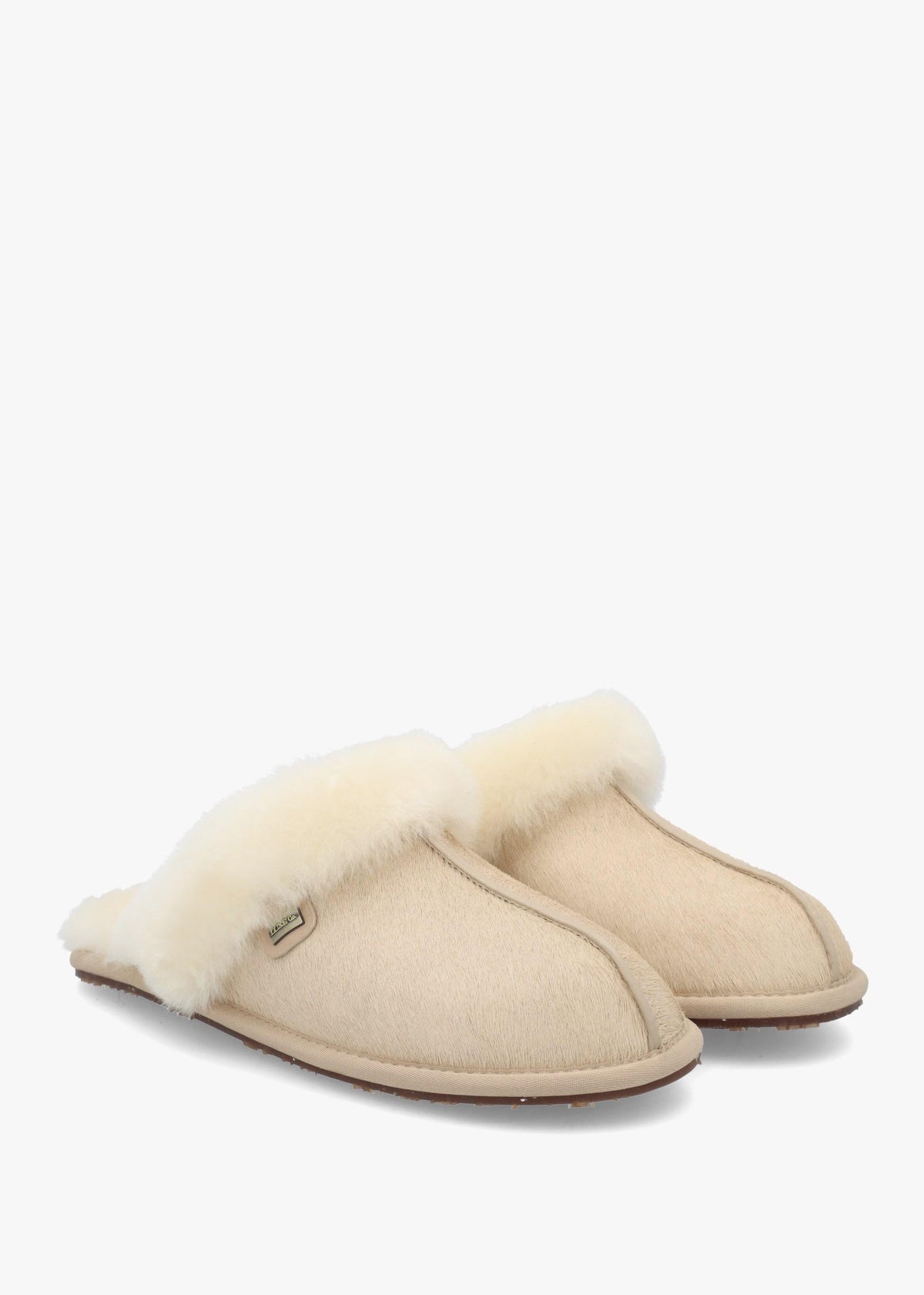 Australia Luxe Summer Beige Calf Hair Mule Slippers