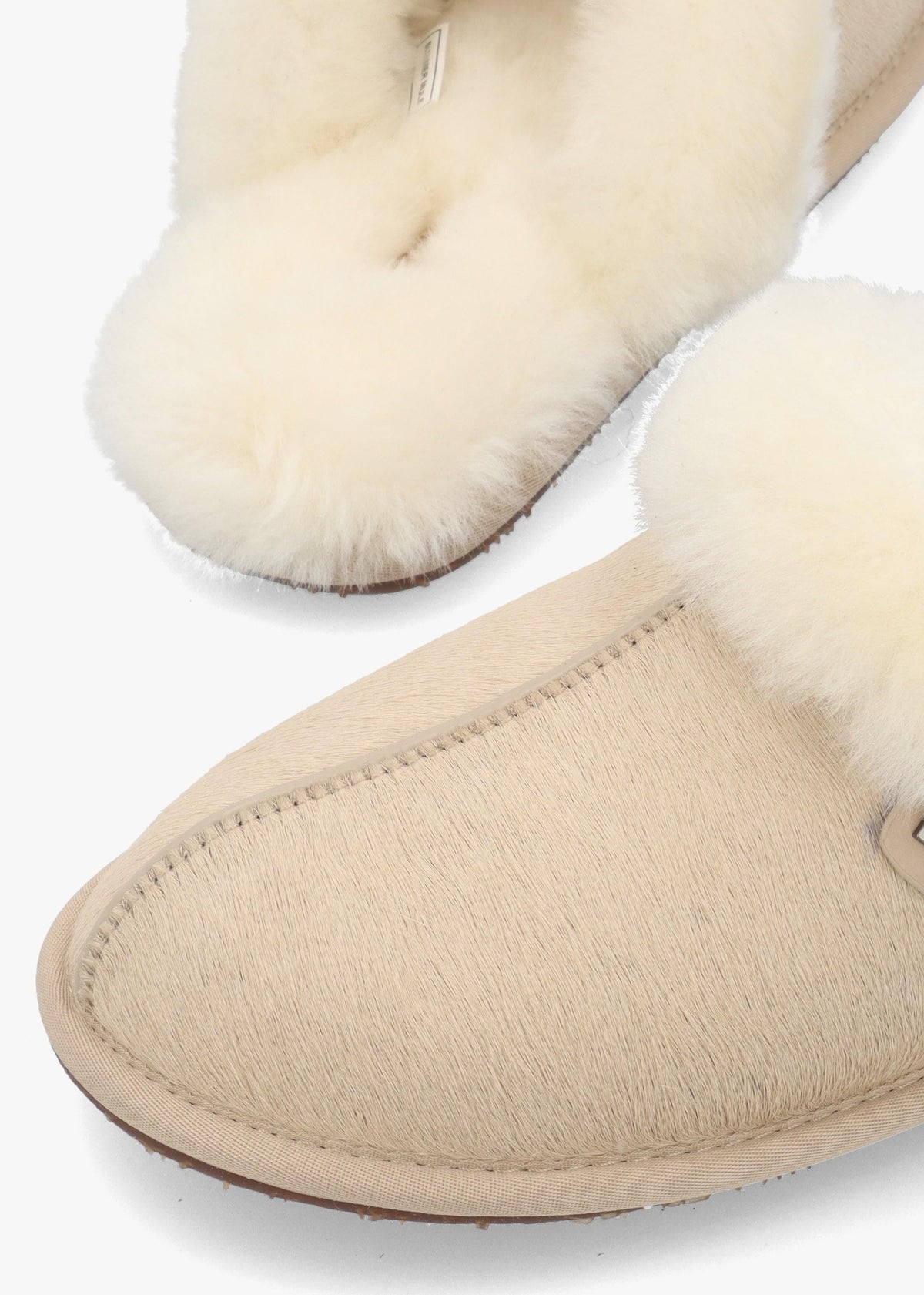Australia Luxe Summer Beige Calf Hair Mule Slippers