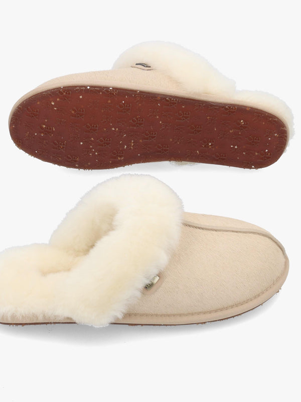 Australia Luxe Summer Beige Calf Hair Mule Slippers