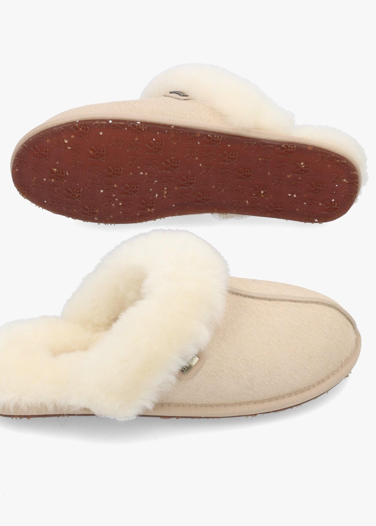 Australia Luxe Summer Beige Calf Hair Mule Slippers