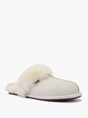 Summer Cream Shaggy Suede Mule Slippers
