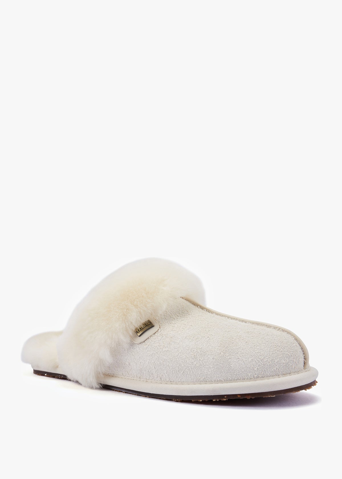 Cream Suede Cowhide Slippers